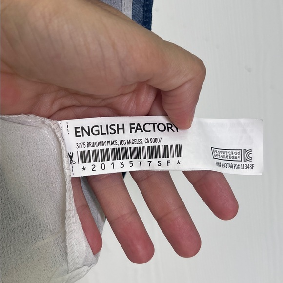 English Factory - Blue And White Lace Stripe Off The Shoulder Blouse Size Small - Picture 6 of 10